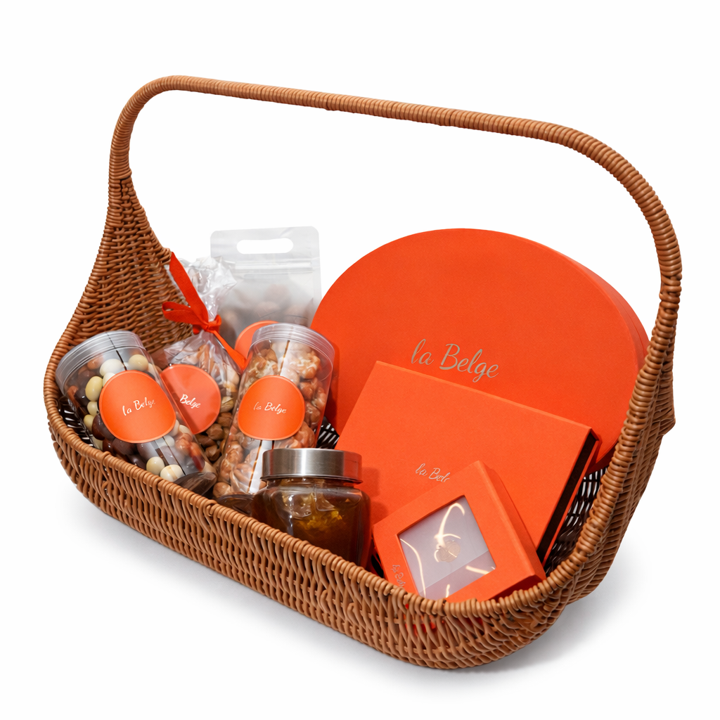 La Belge luxury gift basket with chocolates and gourmet treats