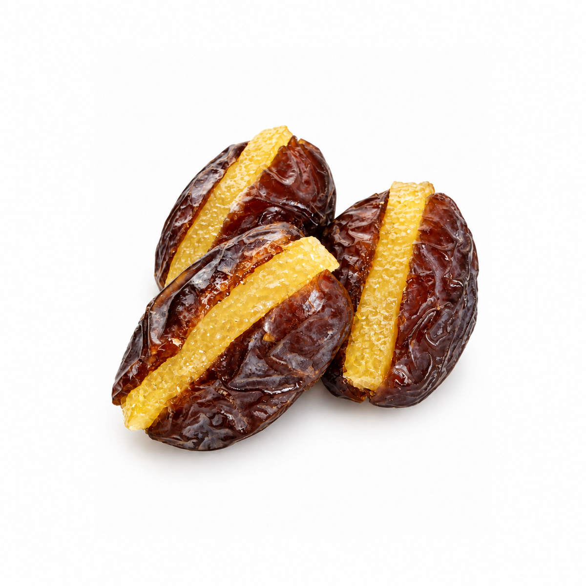Premium Medjool dates filled with natural dried lemon pieces by La Belge