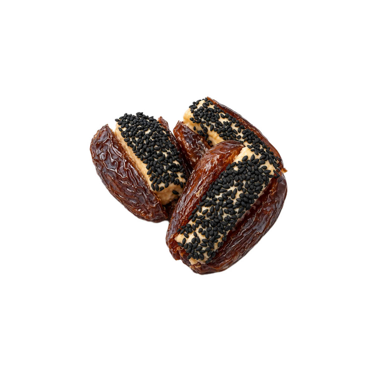 Medjool dates filled with natural tahini, saffron and black seeds by La Belge