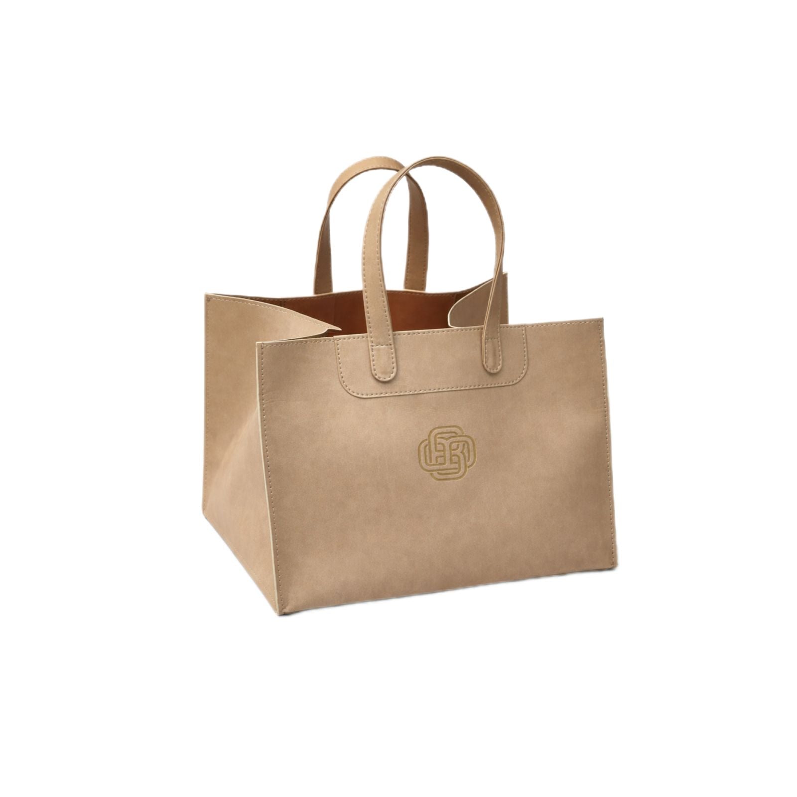 La Belge beige monogram luxury gift bag for chocolates and gourmet gifts